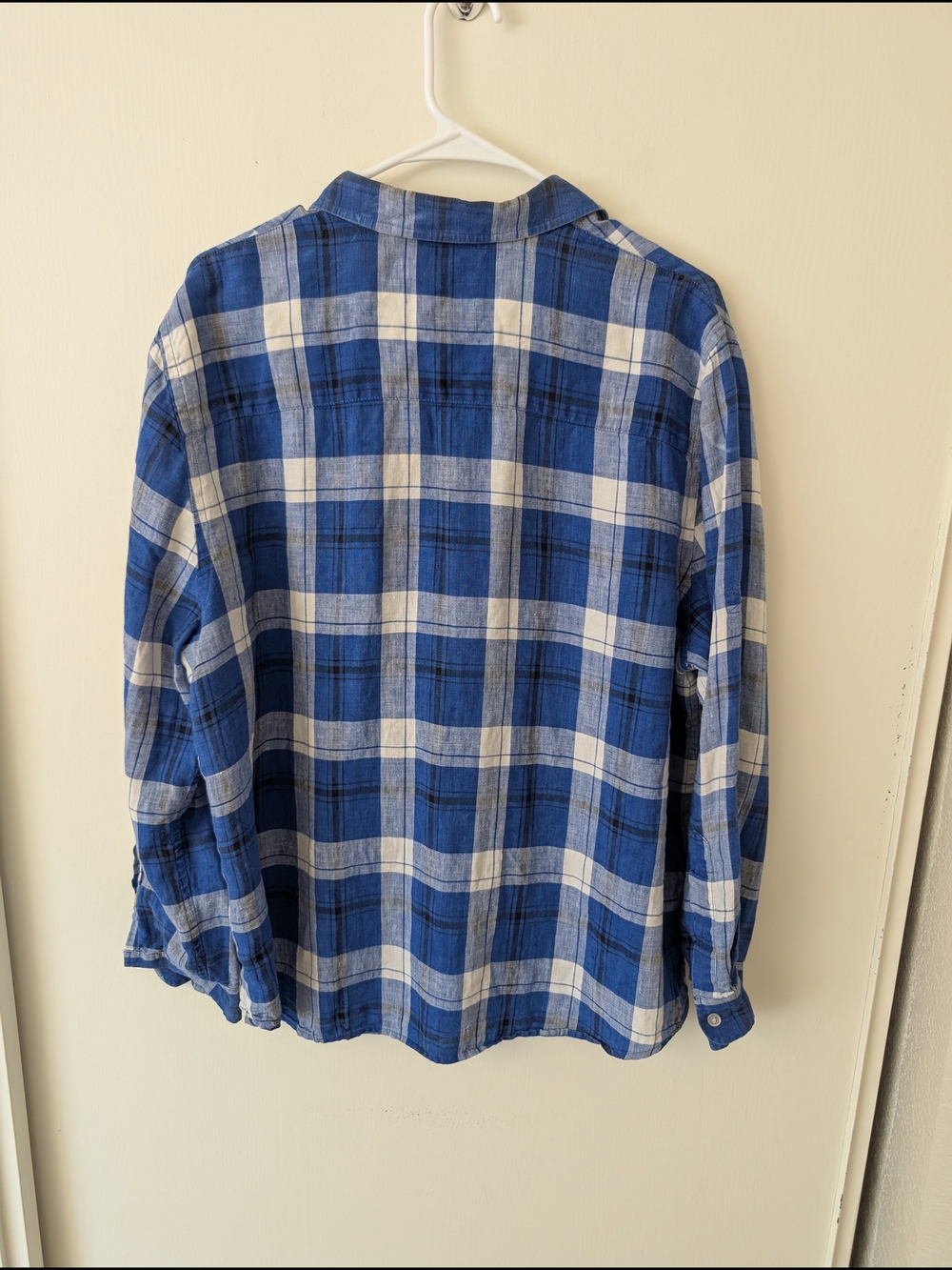 Ralph Lauren Womens 1X Long Sleeve Button Down 100% Linen Blue Plaid Shirt - Picture 6 of 8